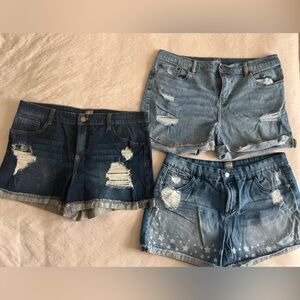 New York & Company Denim Shorts with Distress Details